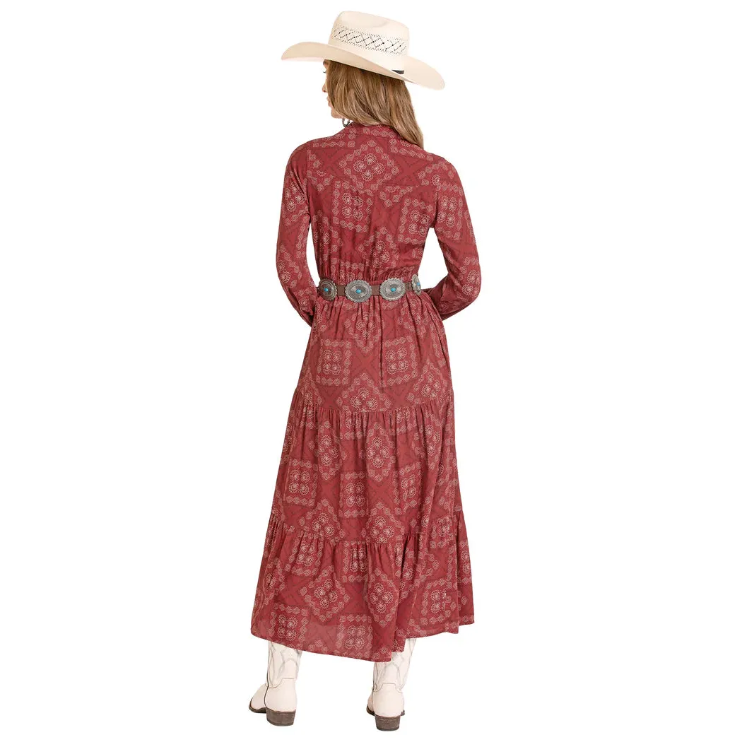 Panhandle Women's Bandana Duster Maxi Long Sleeve Dress - Scarlet - Image 2