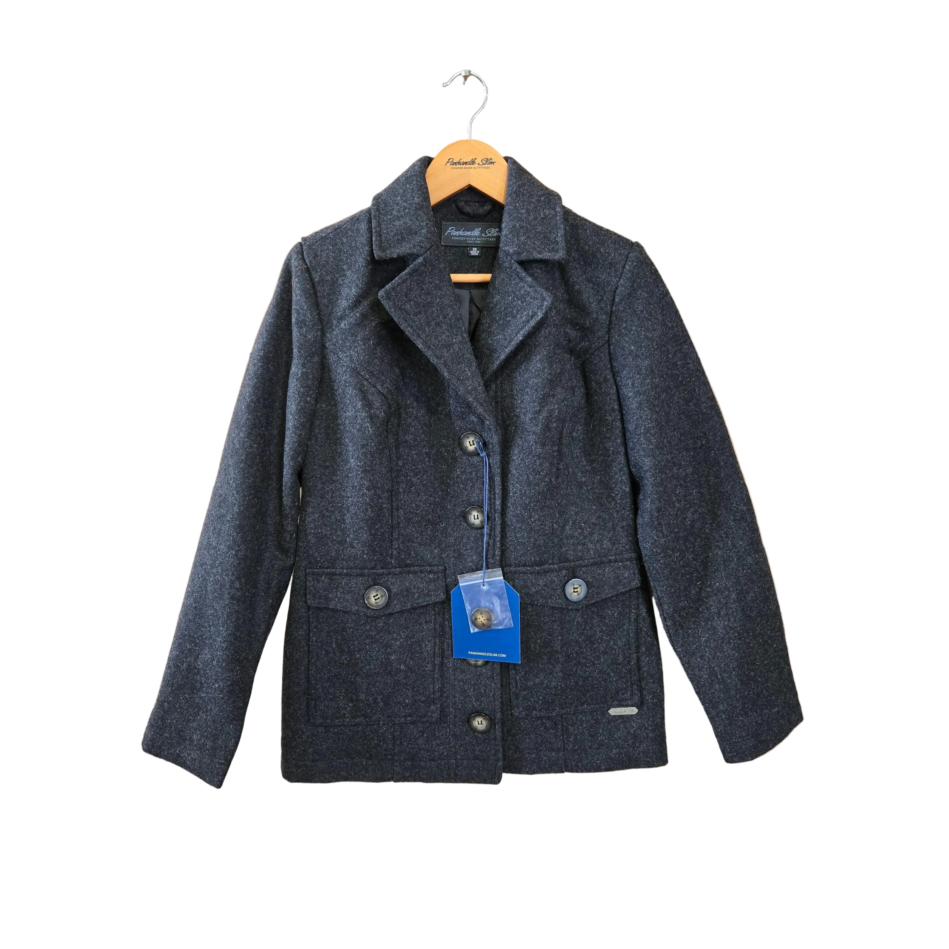 Panhandle Women's Long Sleeve Heather Wool Coat
