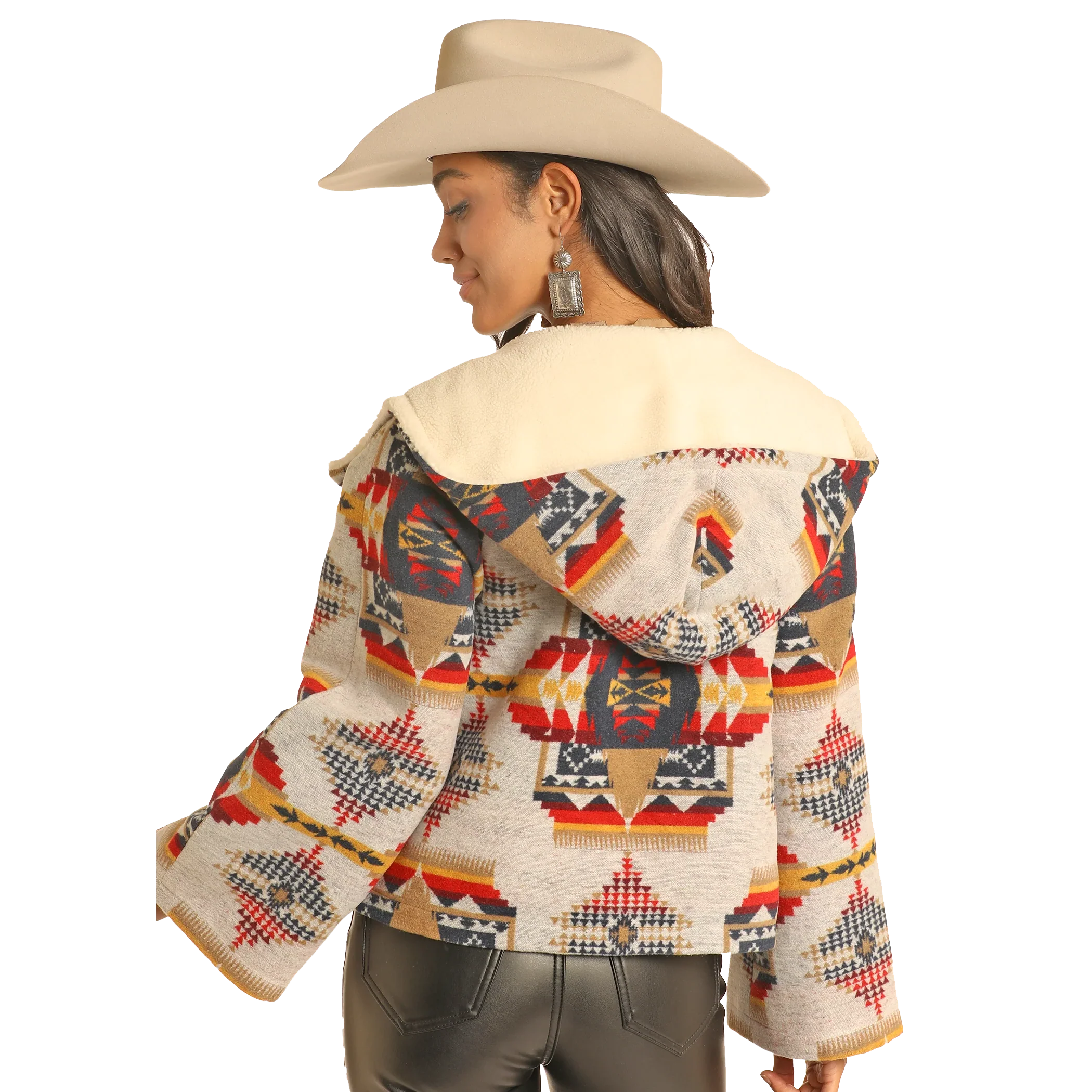Panhandle Women's Long Sleeve Cropped Cape Coat- Natural - Image 2