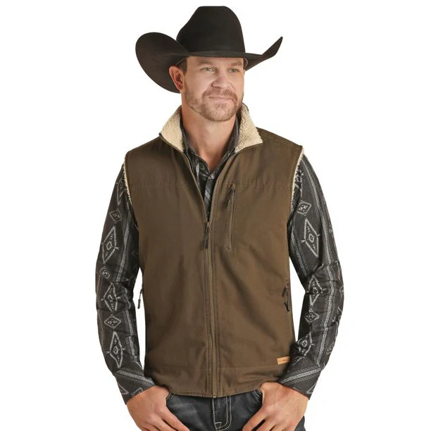 Powder River Mens Brushed Cotton Canvas Vest - Image 2