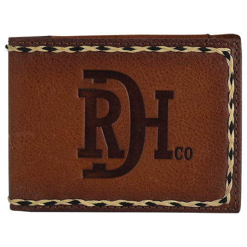 Red Dirt Hat Co Bifold Wallet with Embossed Logo with Braided Edge