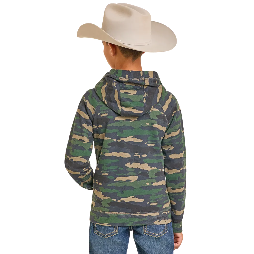 Rock & Roll Boy's Cowboy Camo Graphic Hoodie - Green - Image 2
