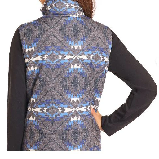 Rock & Roll Boy's Melange Printed Puffer Vest- blue - Image 2