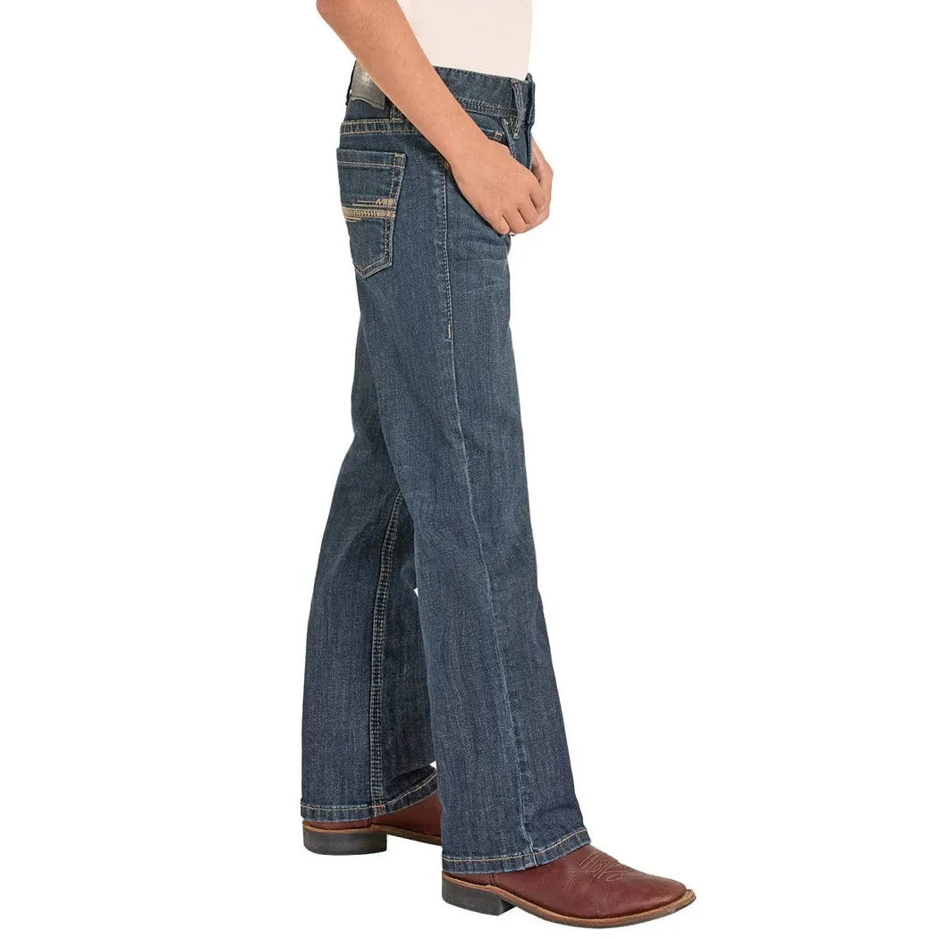 Rock & Roll Boy's Straight Stitch Embroidered Bootcut Jeans - Dark Vintage - Image 3
