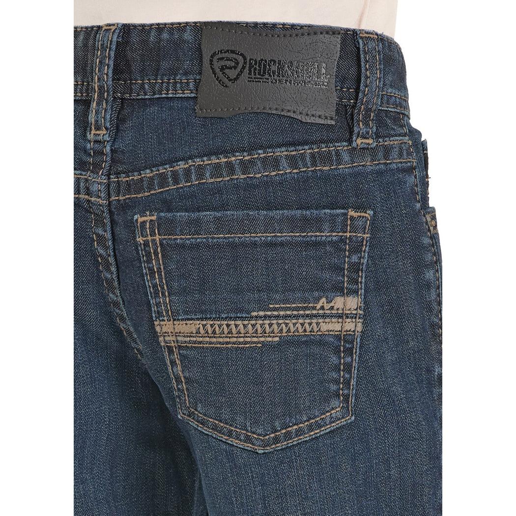 Rock & Roll Boy's Straight Stitch Embroidered Bootcut Jeans - Dark Vintage - Image 4