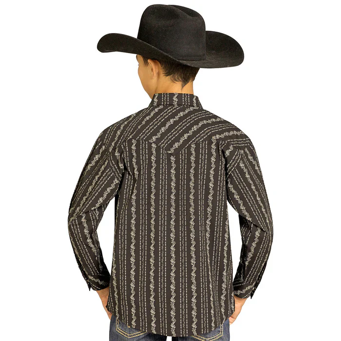 Rock & Roll Boy's Wallpaper Printed Long Sleeve Snap Shirt - Black - Image 2