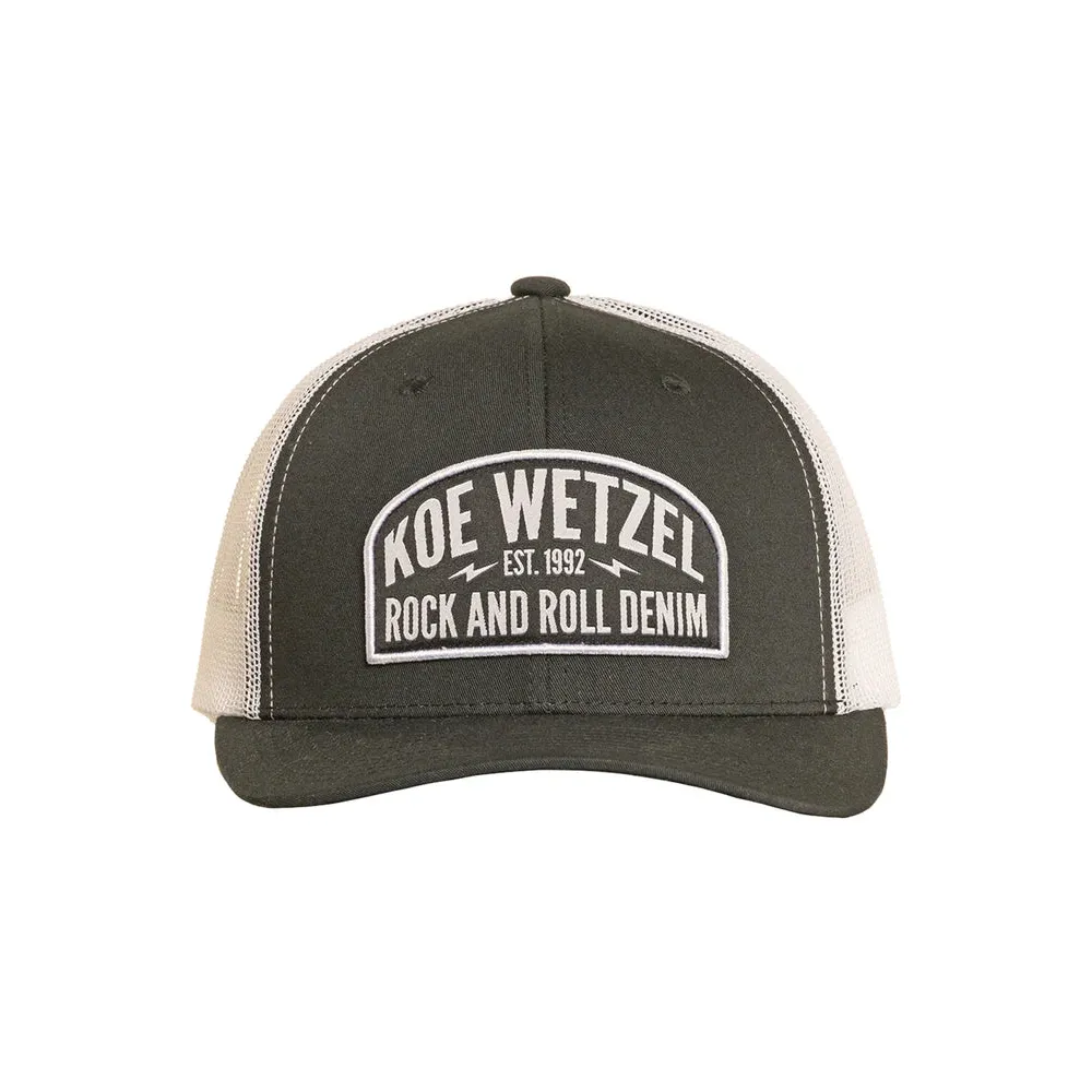 Rock & Roll Denim Koe Wetzel Mesh Snapback Curved Brim Cap - Black
