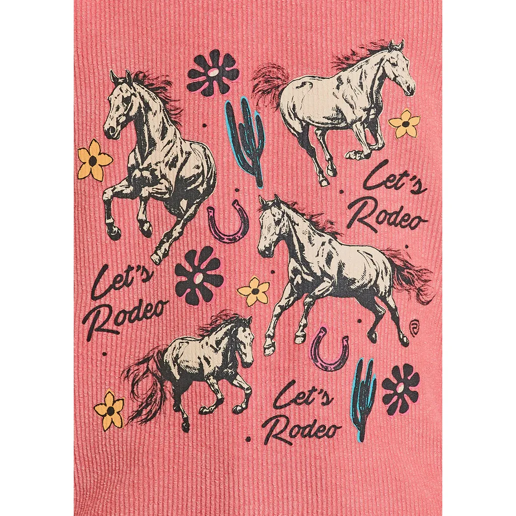 Rock & Roll Girl's Let's Rodeo Graphic Long Sleeve Pullover - Rose/Mauve - Image 2