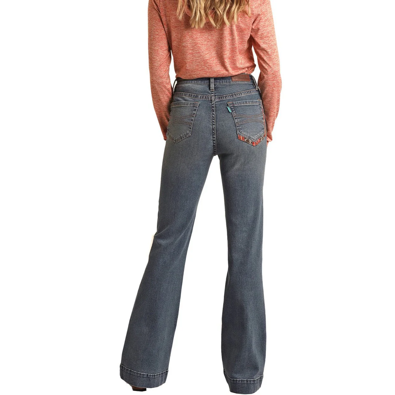 Rock & Roll Hooey Women's High Rise Trouser Jeans - Medium Vintage - Image 2