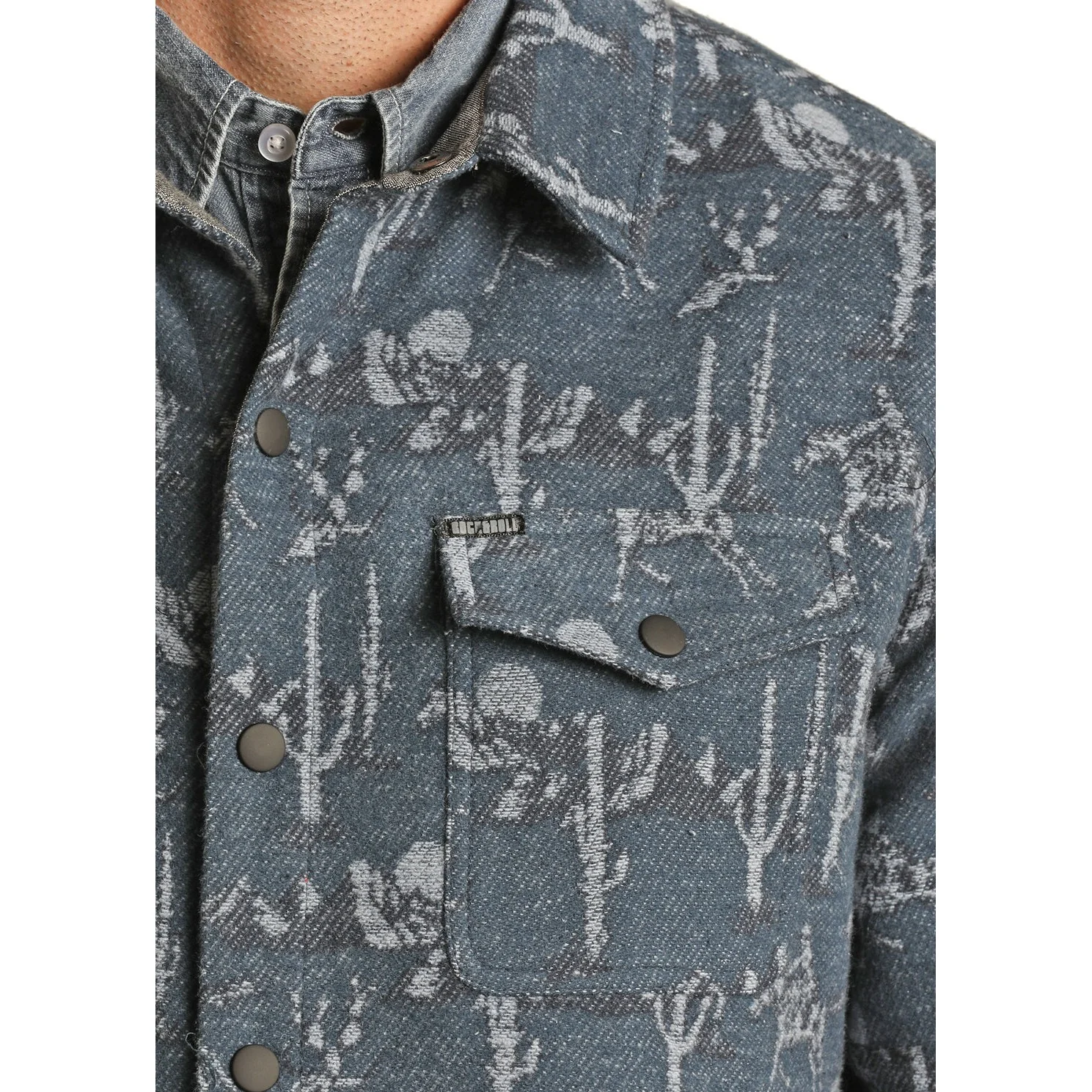 Rock & Roll Men's Convo. Jacquard Shirt Jacket - Blue - Image 3