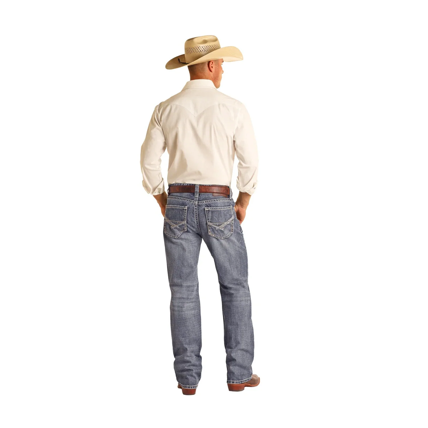 Rock & Roll Men's Crossed Emb Straight Leg Jeans - Image 3
