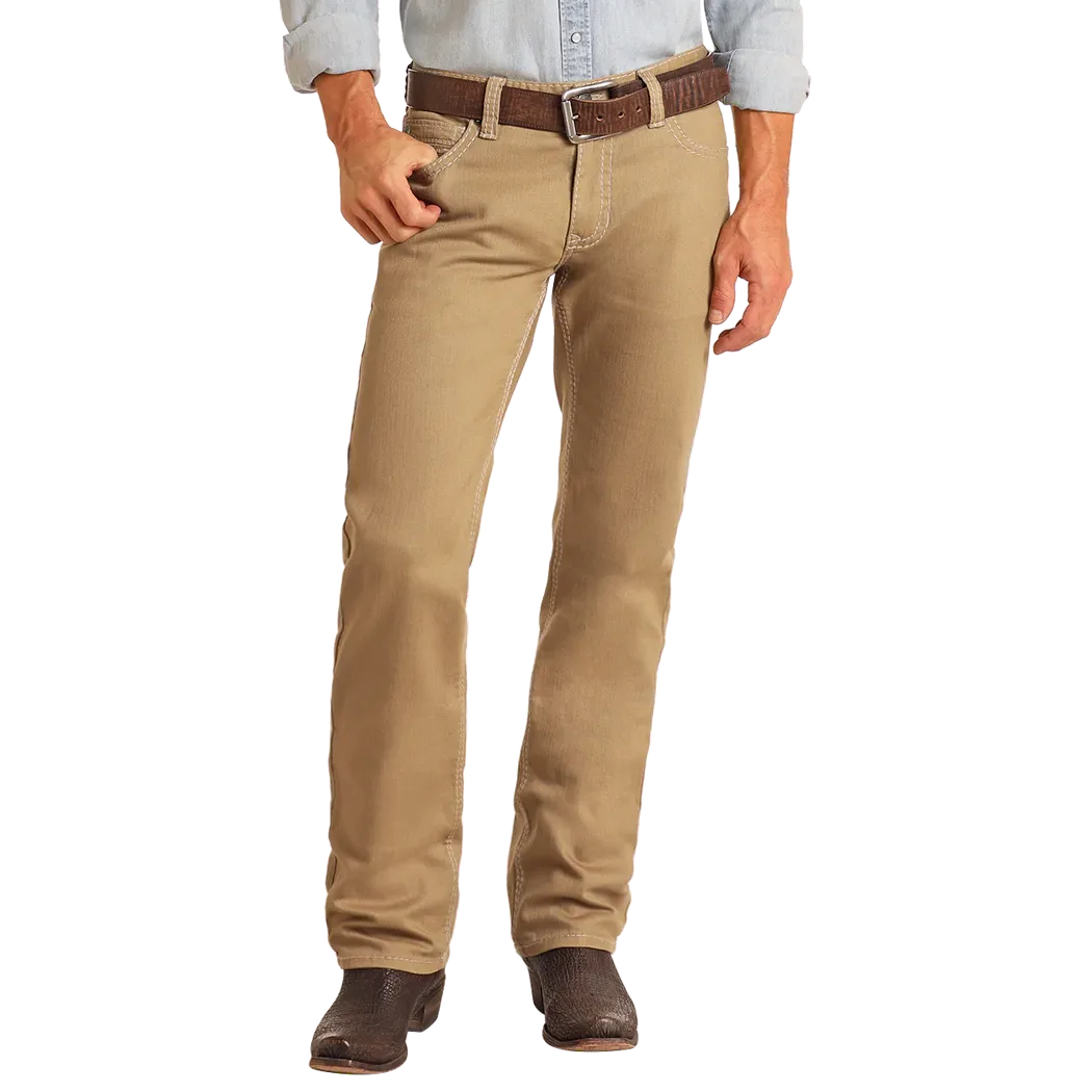 Rock & Roll Men's Double Barrel Relax Fit Straight Leg Jeans - Khaki