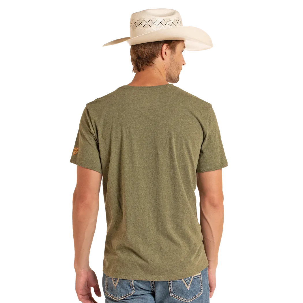 Rock & Roll Men's Koe Wetzel Bolt Graphic Tee Shirt - Olive - Image 2