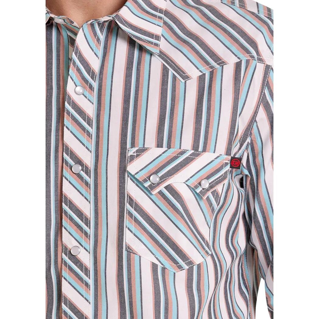 Rock & Roll Men's Koe Wetzel Dobby Striped LS Snap Shirt - Multicoloured - Image 2