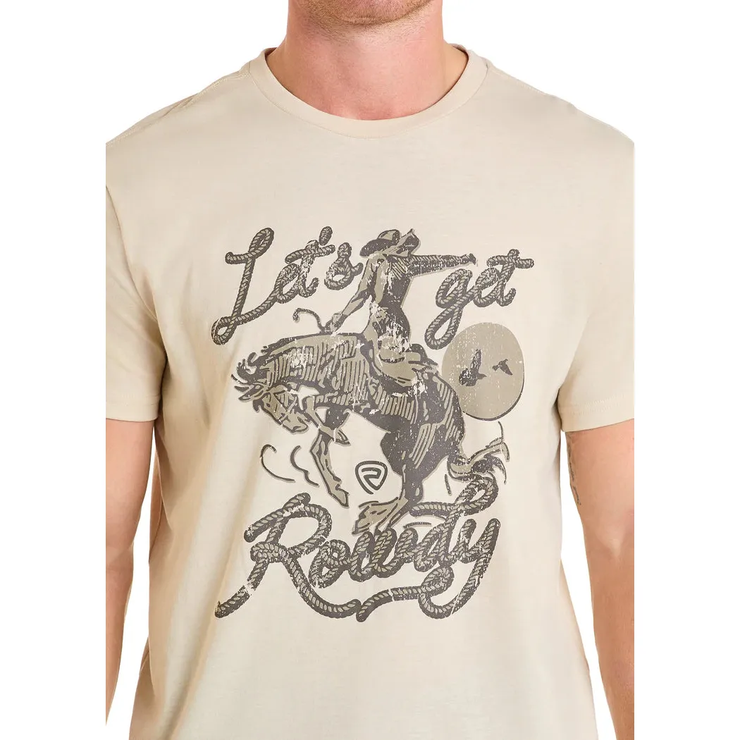 Rock & Roll Men's Let's Get Rowdy Short Sleeve Graphic Tee Shirt - Cream - Image 3