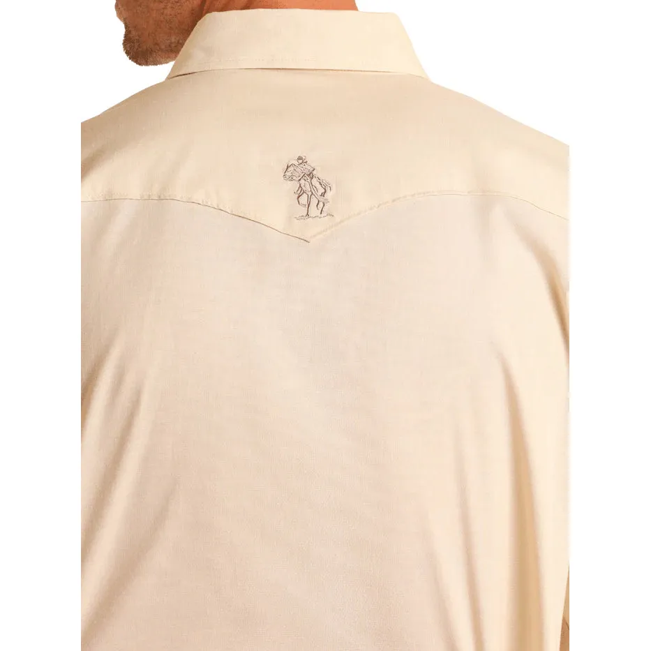 Panhandle Men's Long Sleeve Aztec Embroidered Shirt- Natural - Image 2