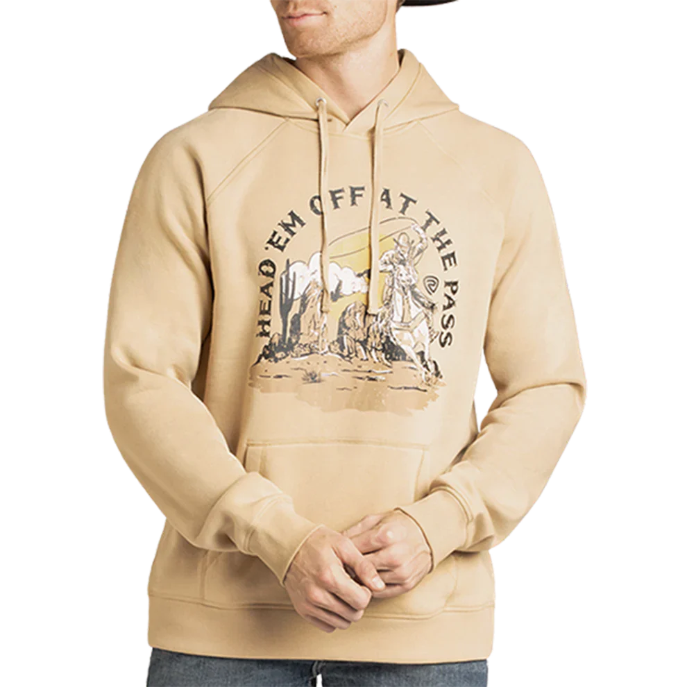 Rock & Roll Men's Long Sleeve Cowboy Graphic Hoodie - Tan