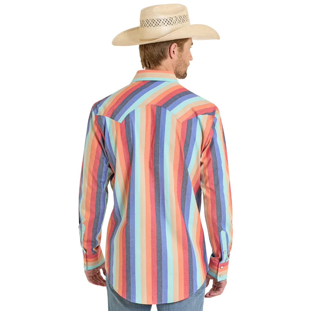 Rock & Roll Men's Vintage Long Sleeve Striped Snap Shirt - Multiple Colour - Image 2