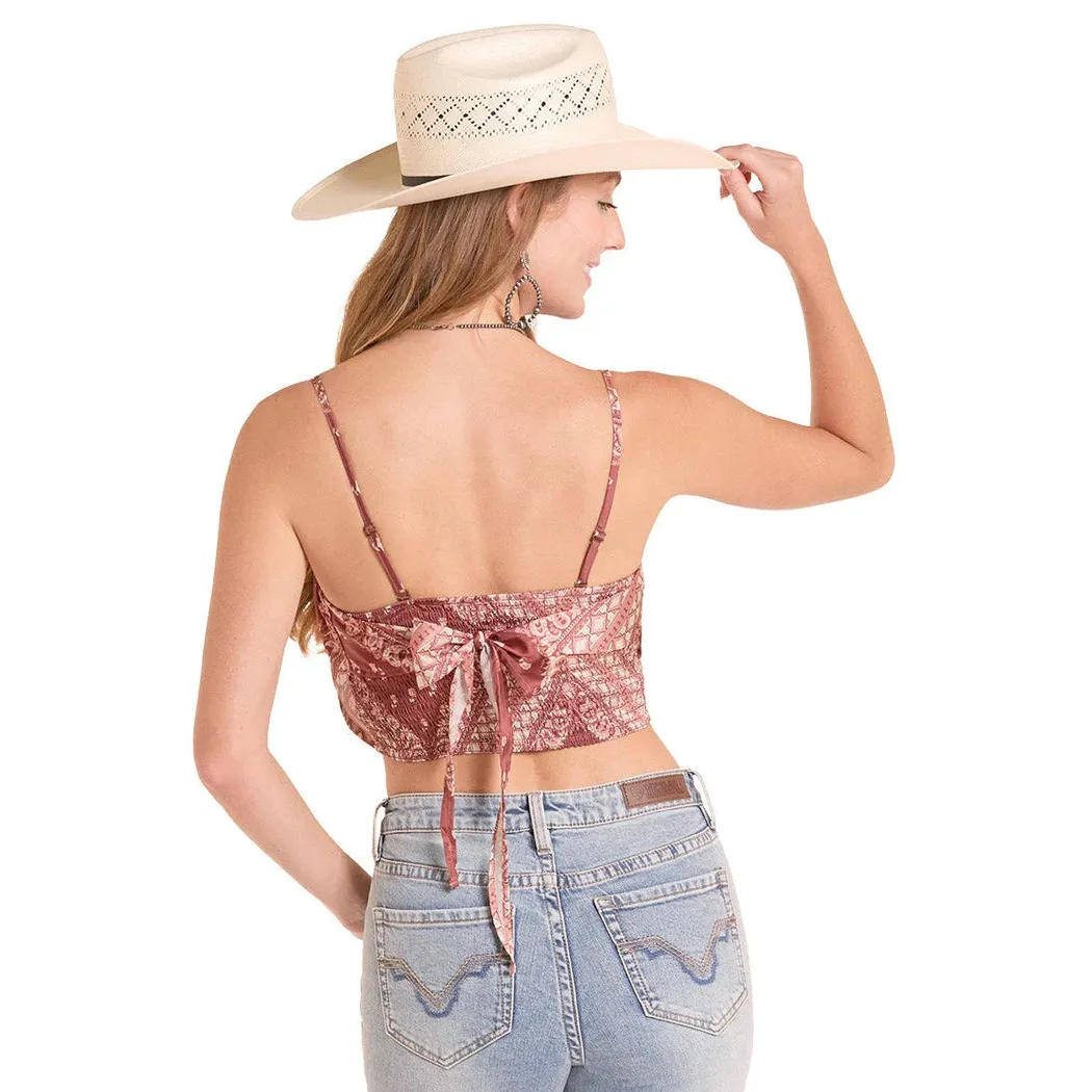 Rock & Roll Women's Bandana Tank Tie Top - Burgandy - Image 2
