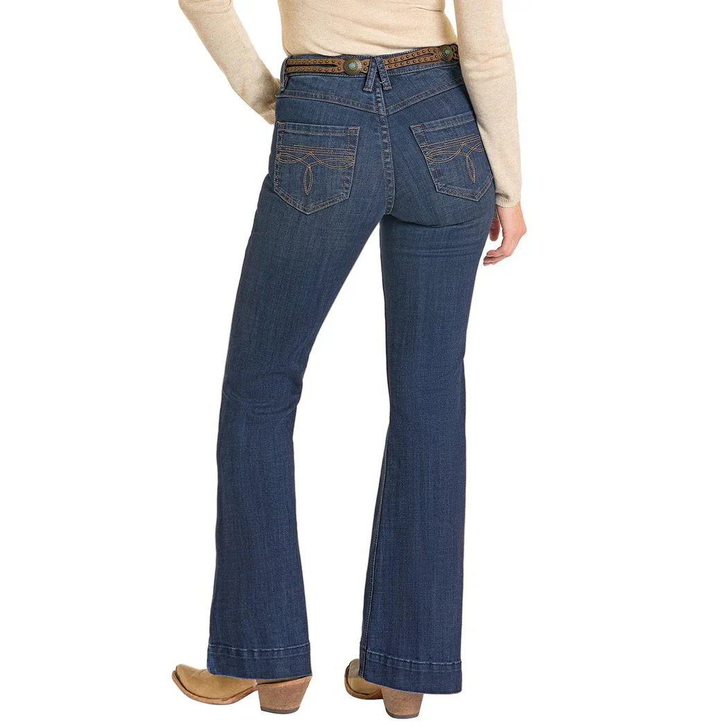 Rock & Roll Women's Boot Stitch High Rise Trouser Jean - Dark Wash - Image 2