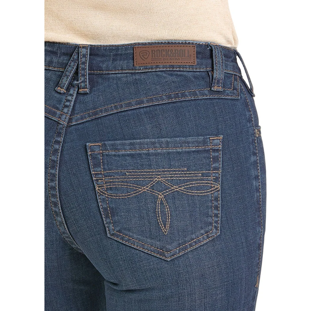 Rock & Roll Women's Boot Stitch High Rise Trouser Jean - Dark Wash - Image 4