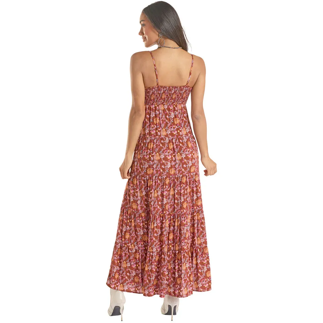 Rock & Roll Women's Halter Deep Floral Maxi Dress - Burgundy - Image 2