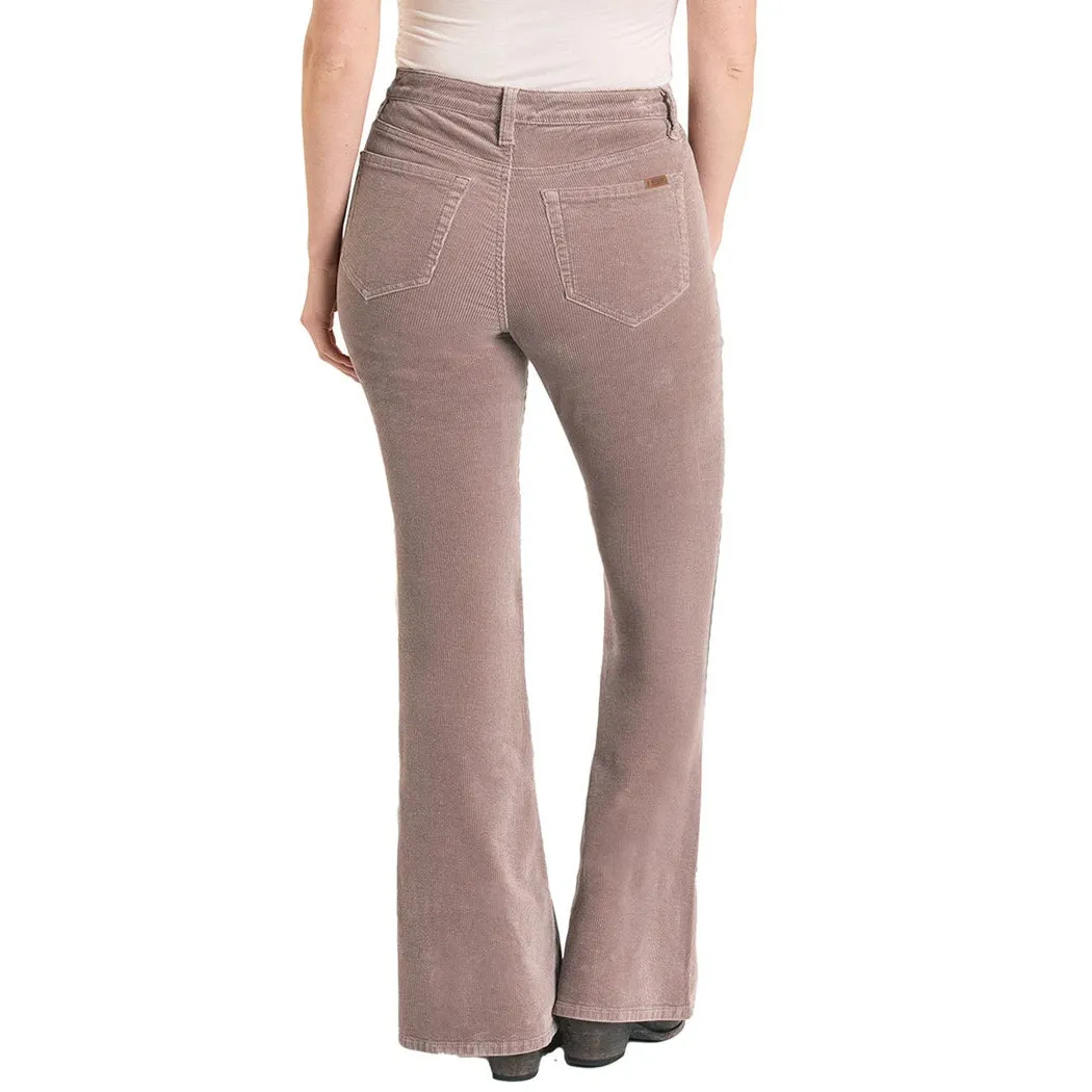 Rock & Roll Women's Corduroy Button High Rise Flare Jeans - Mauve - Image 2