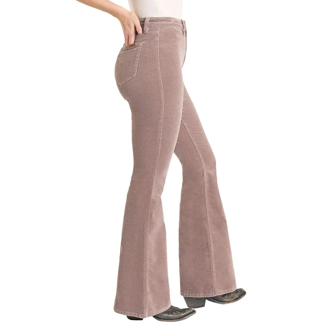 Rock & Roll Women's Corduroy Button High Rise Flare Jeans - Mauve - Image 3