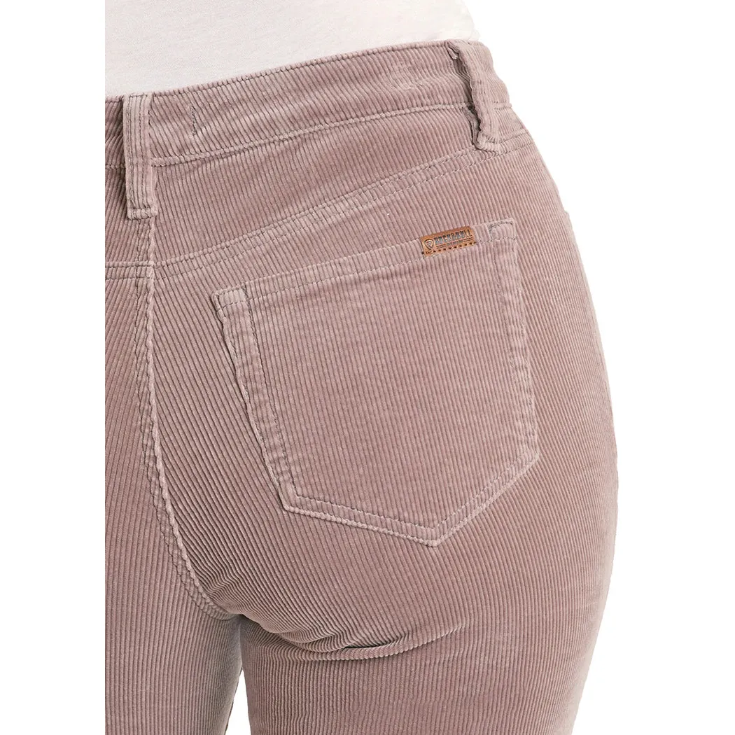 Rock & Roll Women's Corduroy Button High Rise Flare Jeans - Mauve - Image 4