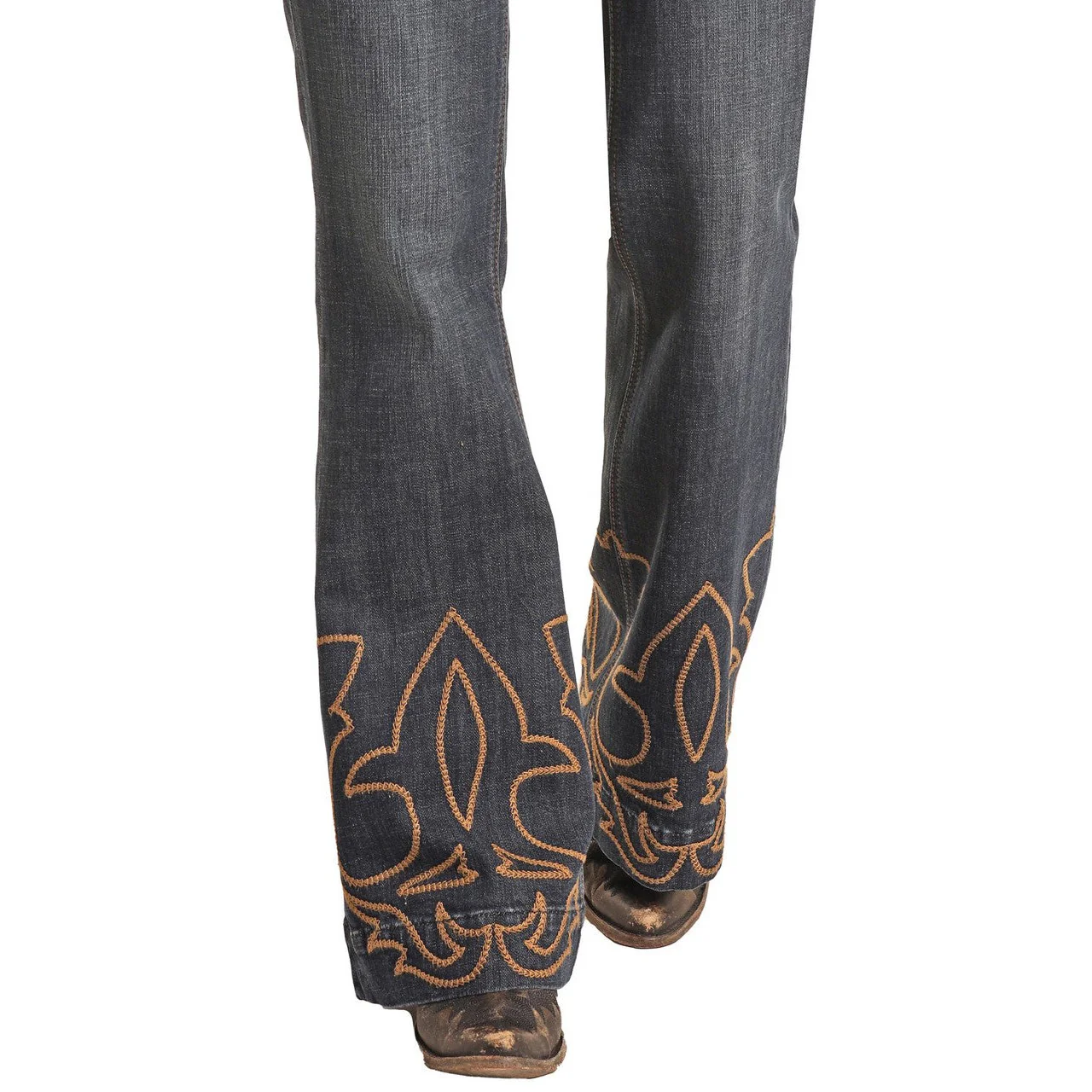 Rock & Roll Women's Mid Rise Stretch Trouser Jeans - Dark Wash - Image 3