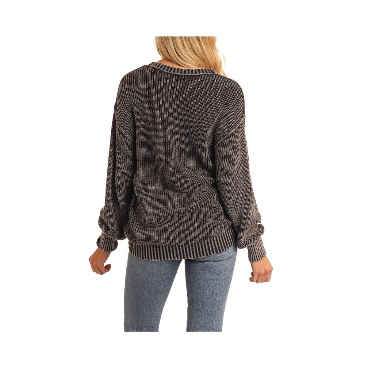 Rock & Roll Women's Long Sleeve Reversible Sweater- Black - Image 3