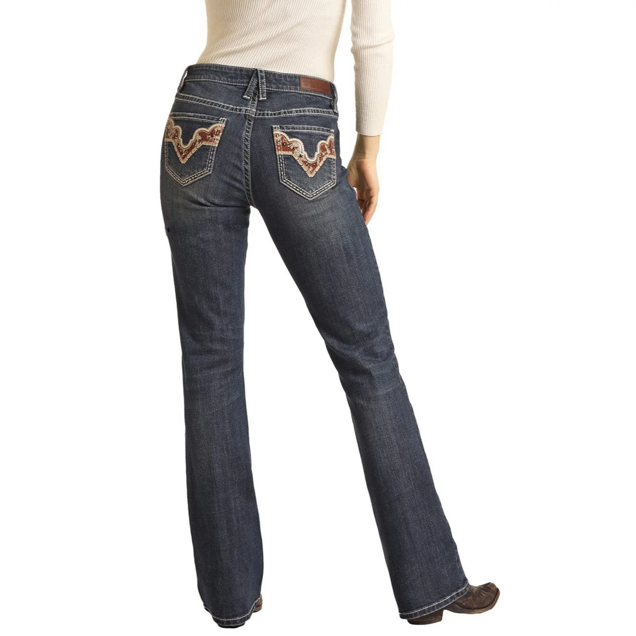 Rock & Roll Women's Mid Rise Extra Stretch Bootcut Jeans - Dark Vintage