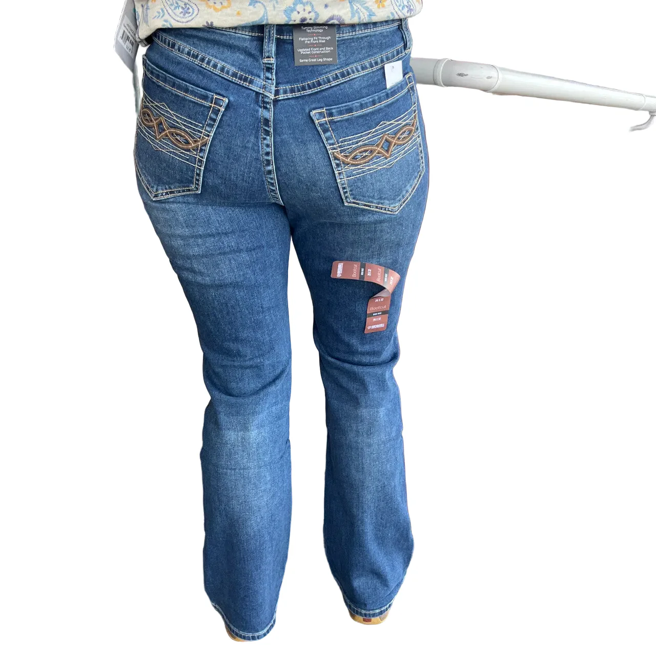 Rock & Roll Women's Pleather Embroidered High Rise Bootcut Jeans - Dark Wash - Image 2