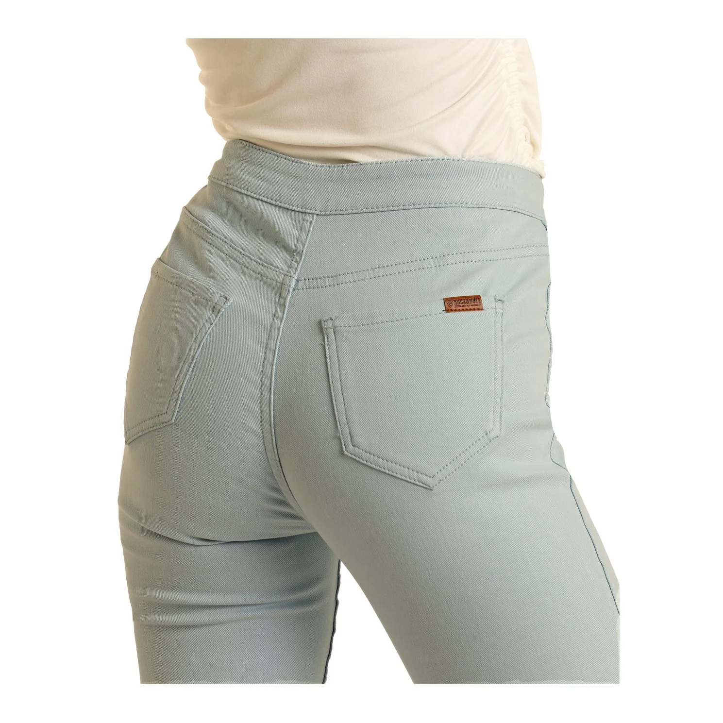 Rock & Roll Women's Reversible Tooled Button Flare Jeans - Powder Blue - Image 4
