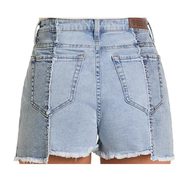 Rock & Roll Women's Two Tone Denim Shorts - Light Wash - Image 2