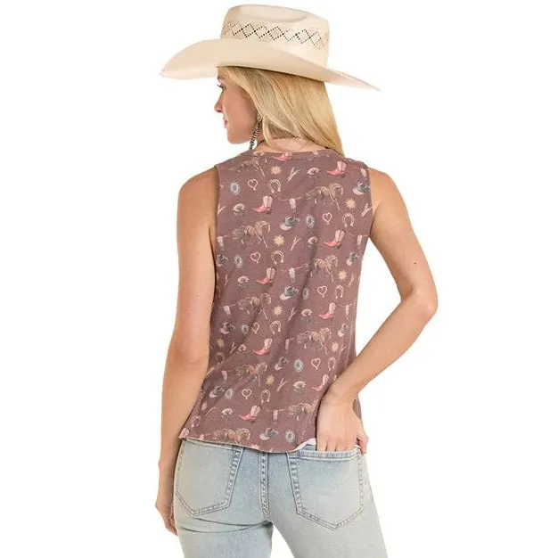 Rock & Roll Women's Western Print Tank Top - Multiple Colours - Image 2