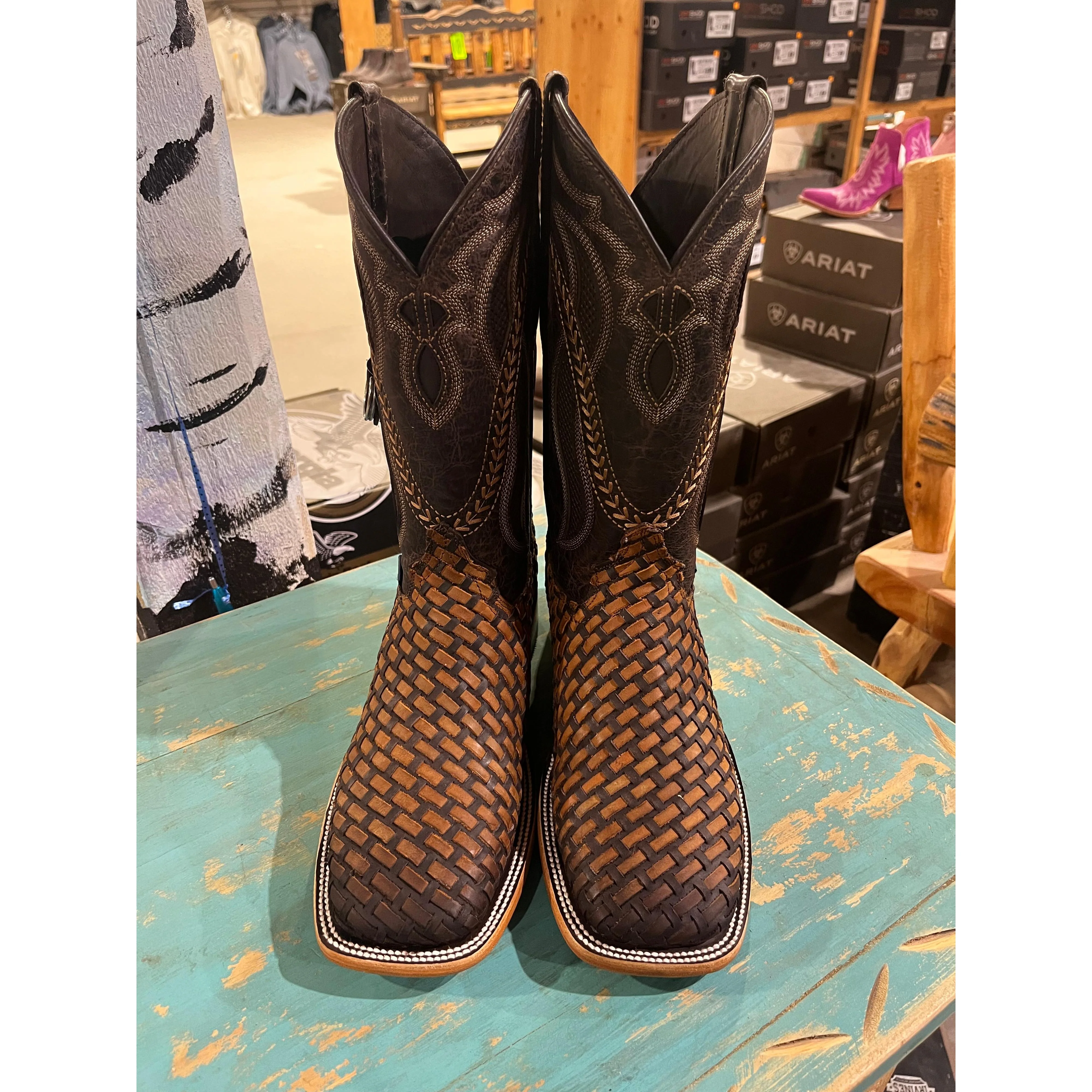 Rock'em Men's Hungria Choco/Honey Western Boots - Image 4