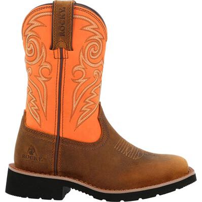 Rocky Big Youth 8" Monocrepe Western Boot - Brown/Orange - Image 6