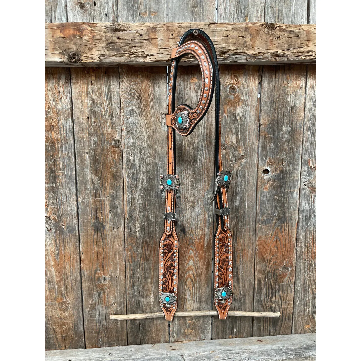 Rodeo Drive Buckstitch with Browband 1 Ear Breastcollar Tack Set One Ear ONLY - Silver