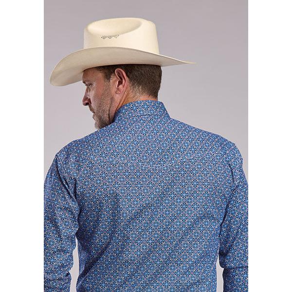 Roper Men's Long Sleeve Amarillo All Over Print Shirt- Blue - Image 2
