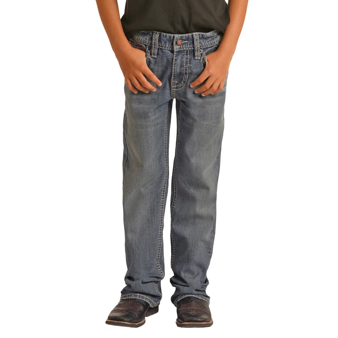 Rock & Roll Boys Relaxed Tapered Stretch Bootcut Jeans - Medium Vintage