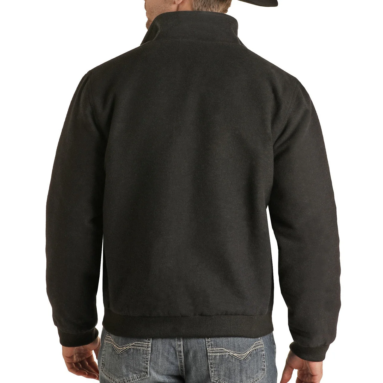 Rock & Roll Men's Cotton Solid Bomber - Black - Image 2