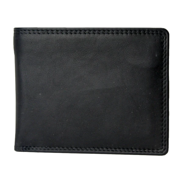 Rugged Earth Men's Leather Bifold Wallet - Black