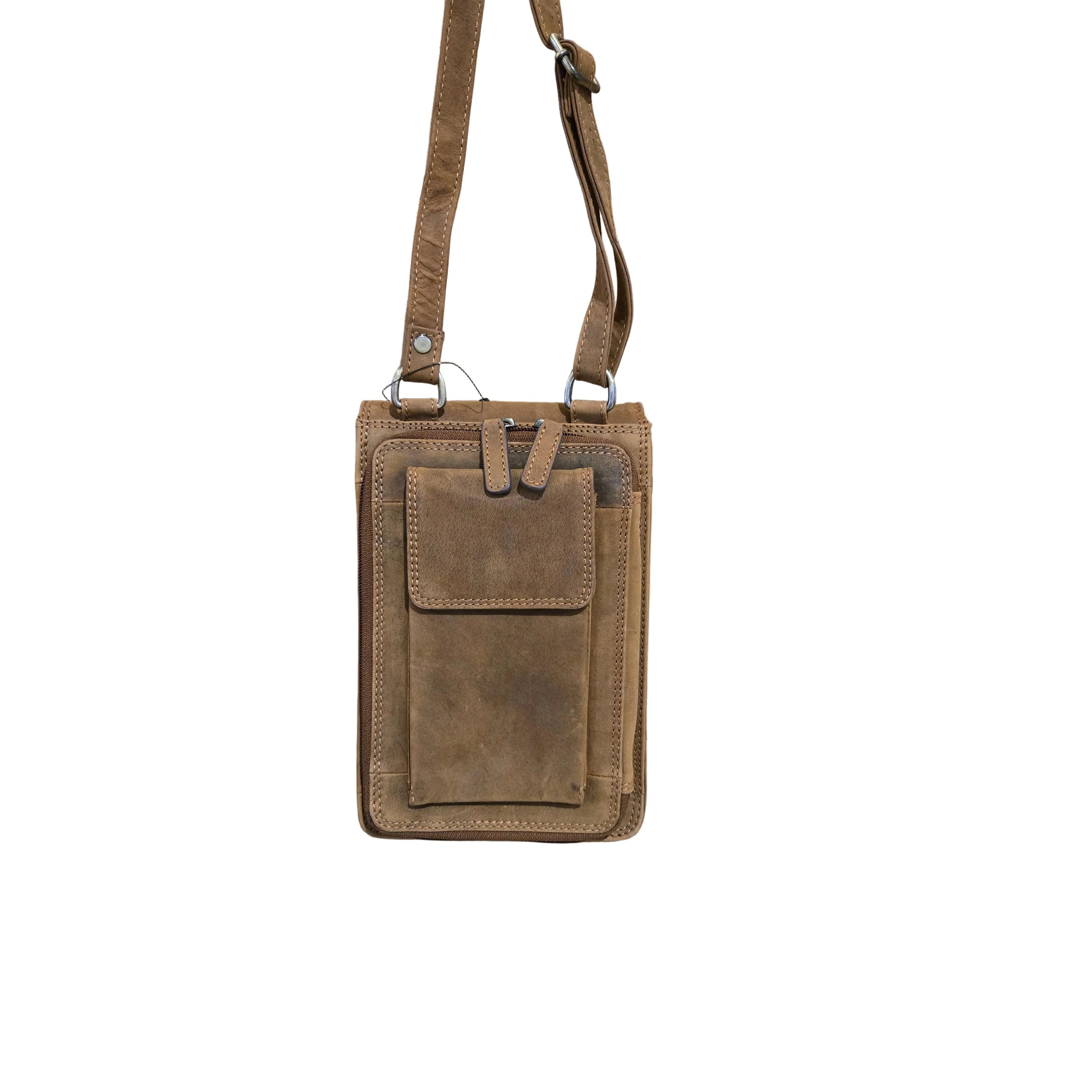 Rugged Earth Leather Bag - Tan - Image 2
