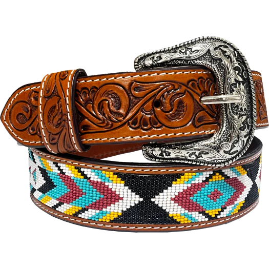 Rugged Earth Unisex Beaded Belt - Brown