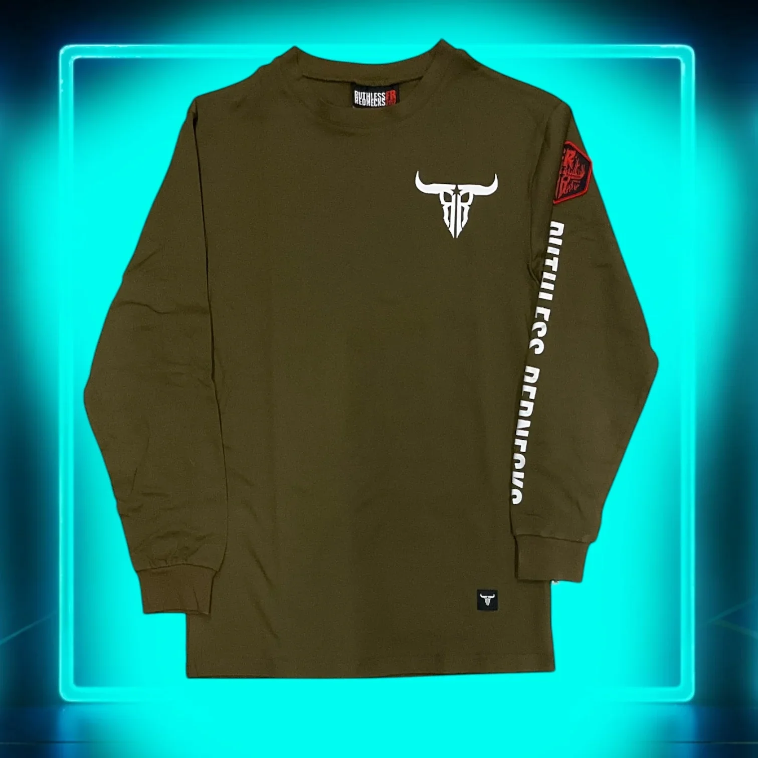 Ruthless Rednecks Support Your Local Dirtbag FR Long Sleeve Shirt - Army Green - Image 2
