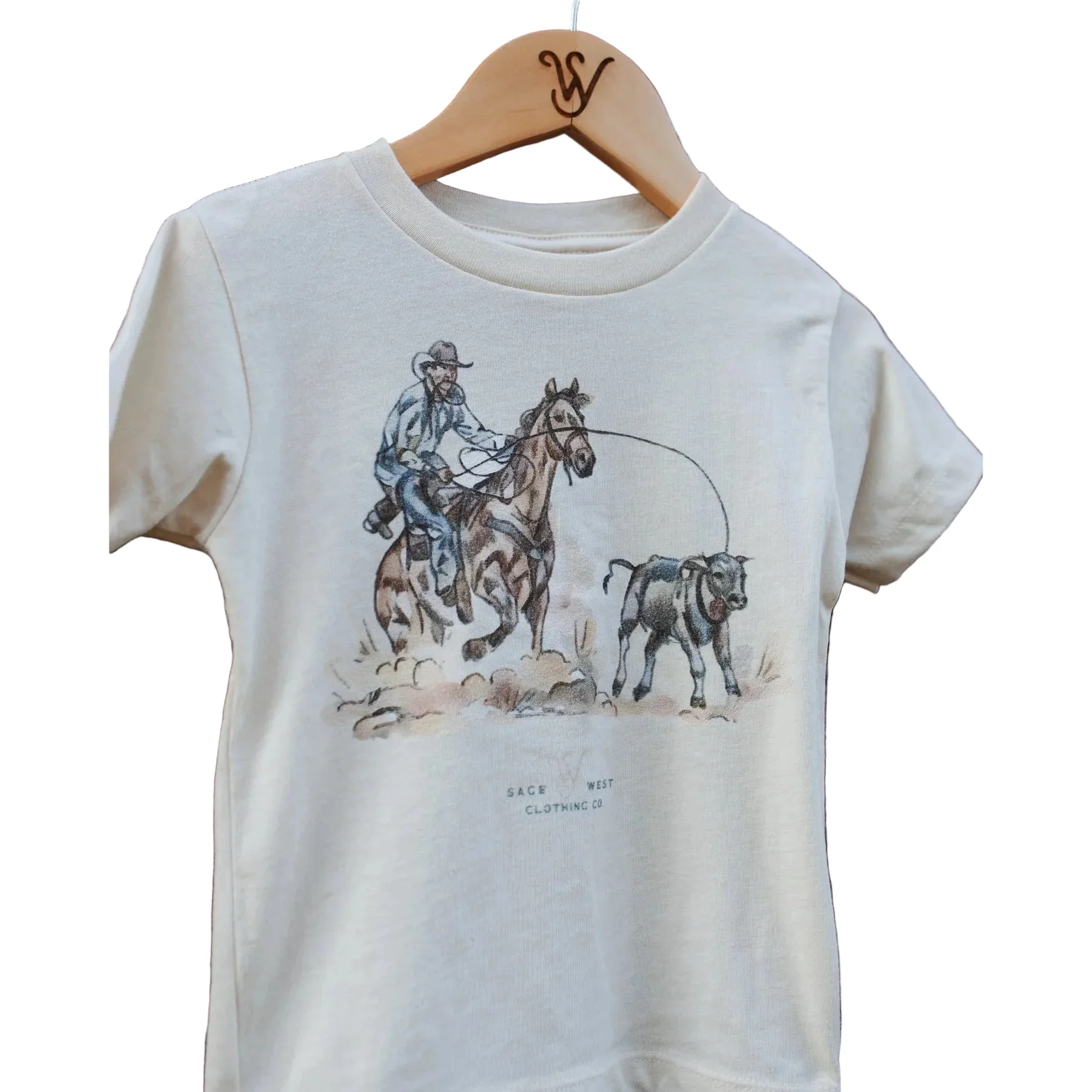 Sage West Kid's Tie Down Roper Tee Shirt - White - Image 2