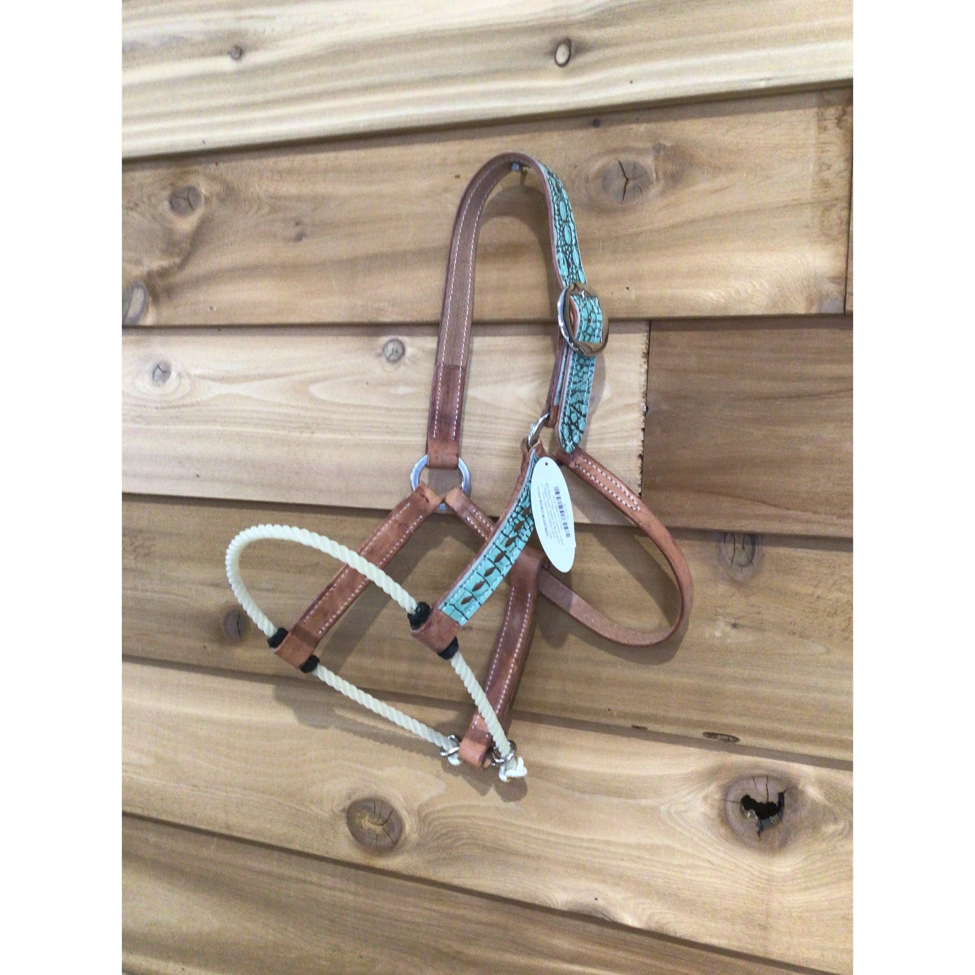 San Saba 1" Harness Leather Halter w/ Rope Nose -