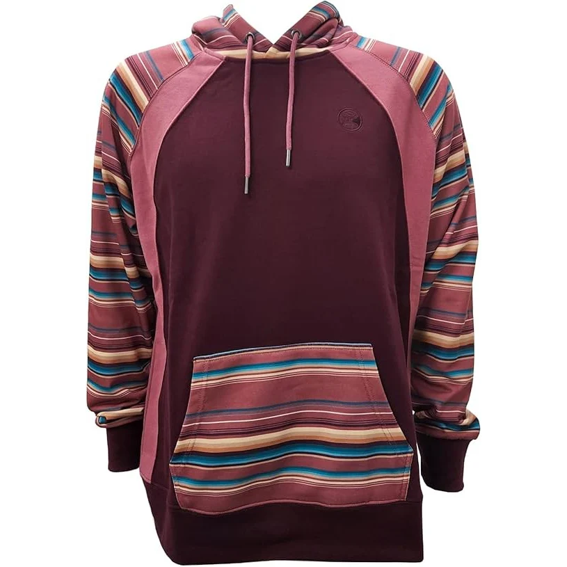 Savannah Hooey Ladies Maroon Hoody w/Multi Color Serape Pattern Sleeves