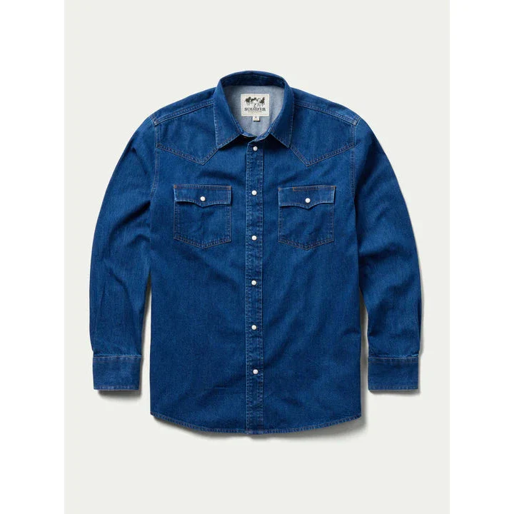 Schaefer Men's Western Denim Snap Shirt - Dark Indigo